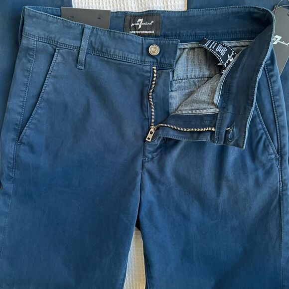 NWT 7 for All Mankind Men’s LUXE PERFORMANCE SLIMMY CHINO IN SATEEN NAVY sz 28 - Picture 10 of 11